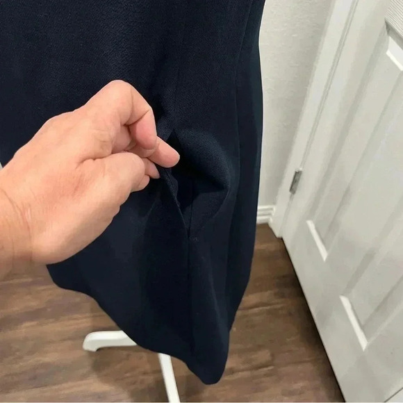 Adrianna Papell Navy Blue exposed zip back sheath mini dress with pockets - Picture 5 of 13